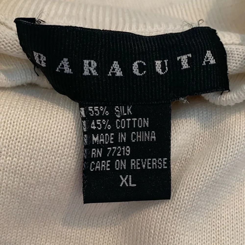Vintage Baracuta Sweater Pullover Silk and Cotton Mens X-Large Off White
